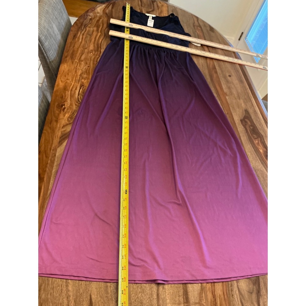 Soma Ombre Maxi Dress Womens Medium Navy Orchid Purple Lace Trim Sleeveless NEW - Picture 10 of 12